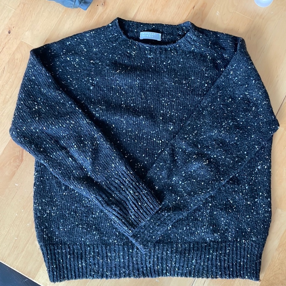 Margaret Howell 2019 Donegal Crewneck Wool Black Sweater - Size 10 / Small